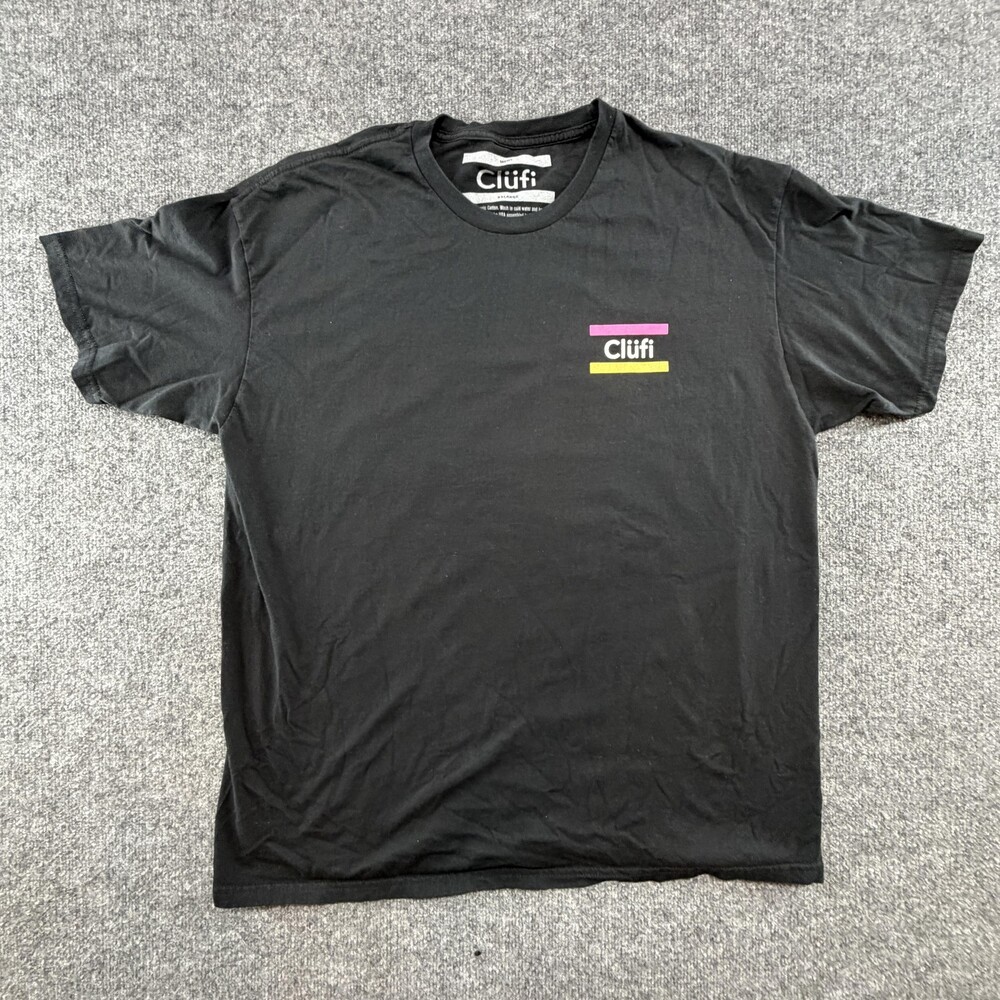 Clüfi Shirt Mens 2XL Black Logo Back Graphic Tee Organic Cotton Mexico Tagless